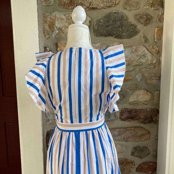 NWT Kate Spade New York stripe poplin cap-sleeve midi dress Womens 4 - Picture 9 of 12